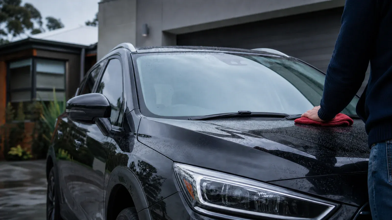 Clean car with AeroBeam wipers parked at the base of the windscreen